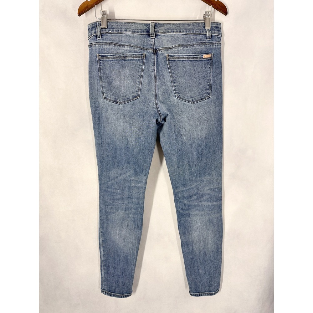 WHBM Floral Peekaboo Disrressed Skinny Ankle Cotton Blue Jeans Womens Size 6 - Picture 6 of 11